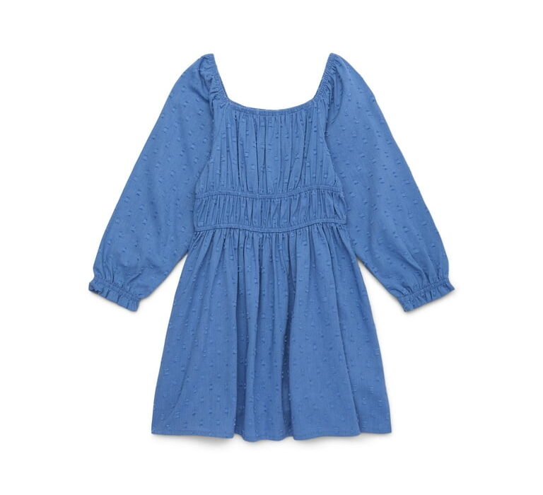 Versatile Looks of Long Sleeve Denim Waistband Toddler Dress