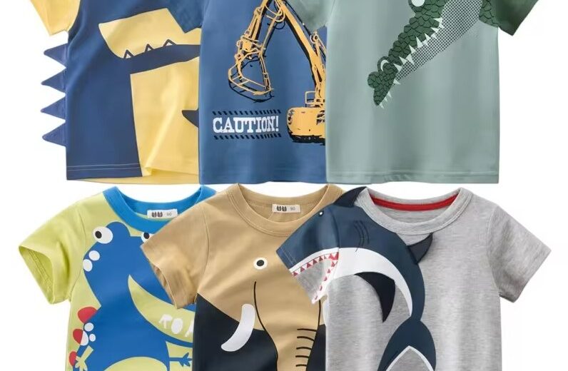 Boys Brown Dino And Blue Animal Printed Shirts
