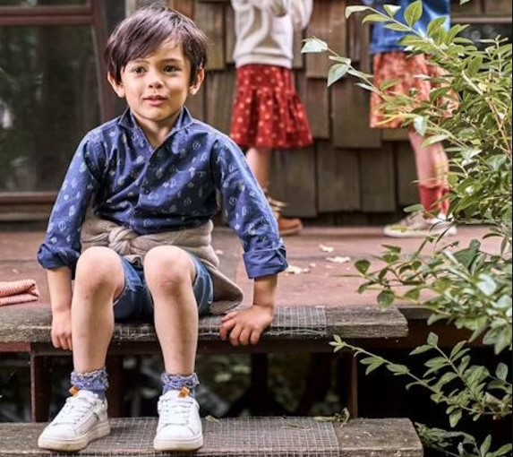 Boys Dark Blue Abstract Print Shirts