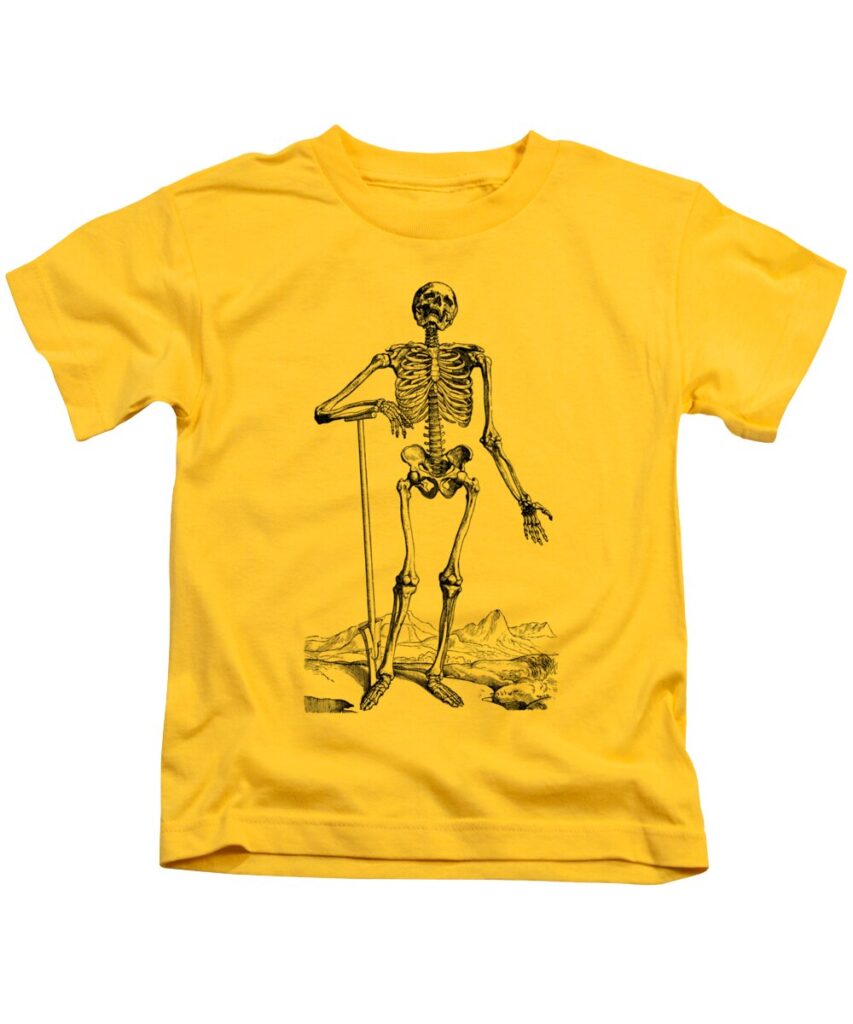 Boys Yellow Skeleton Print T-Shirt