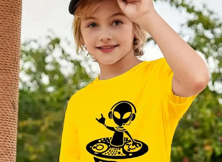 Boys Yellow Skeleton Print T-Shirt