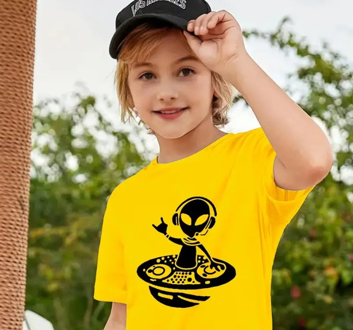 Boys Yellow Skeleton Print T-Shirt