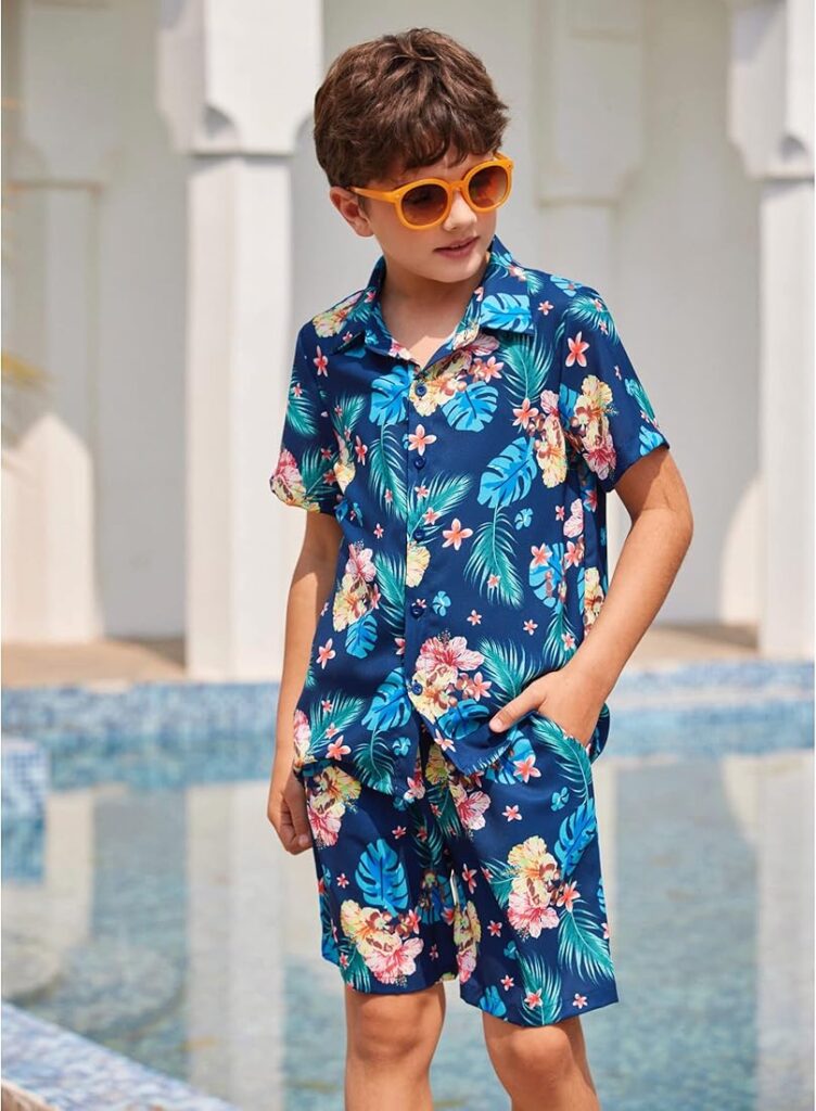 Hawaiian Print Pull-On Shorts