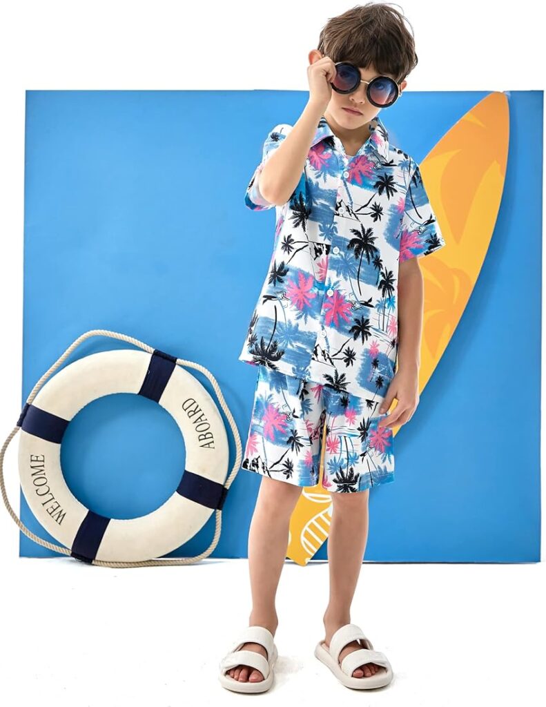 Hawaiian Print Pull-On Shorts