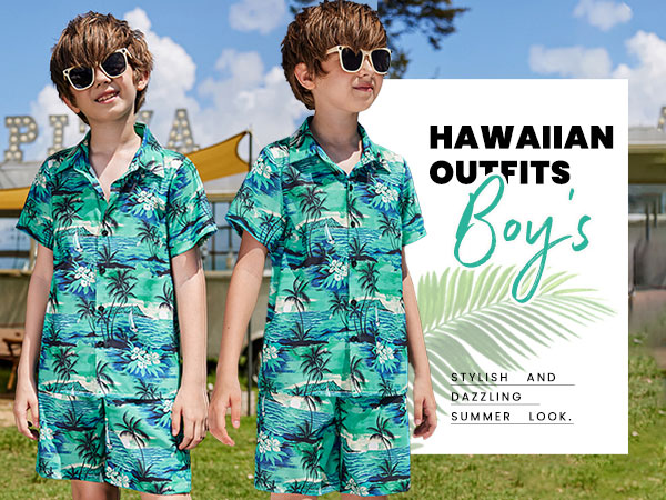 Hawaiian Print Pull-On Shorts