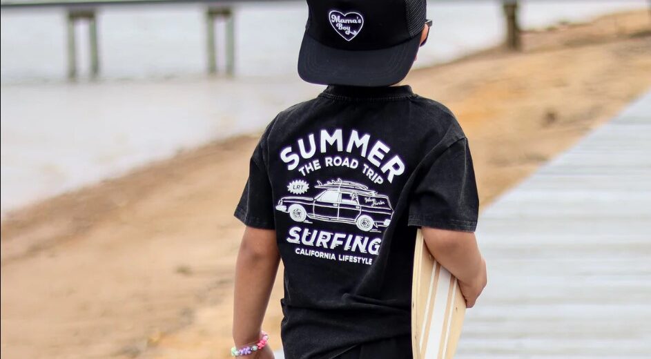 Kids Black Awesome Print T-Shirt