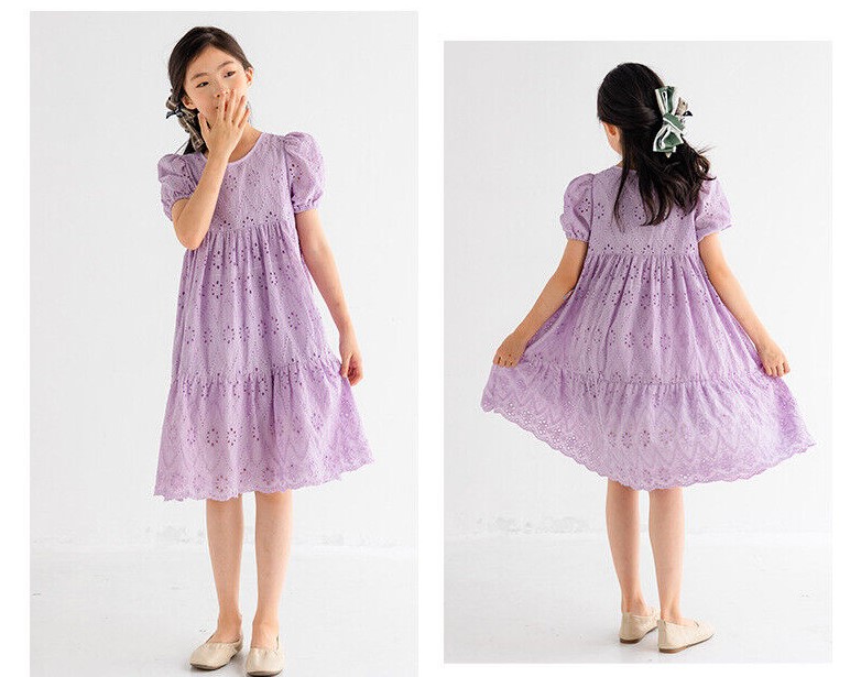Kids Lavender Floral Print Dress