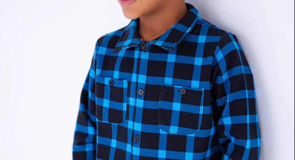 Kids Royal Blue And Black Flannel Shirts