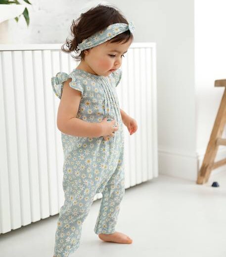 Classic And Comfortable: Kids Navy Blue White Printed Jumpsuit