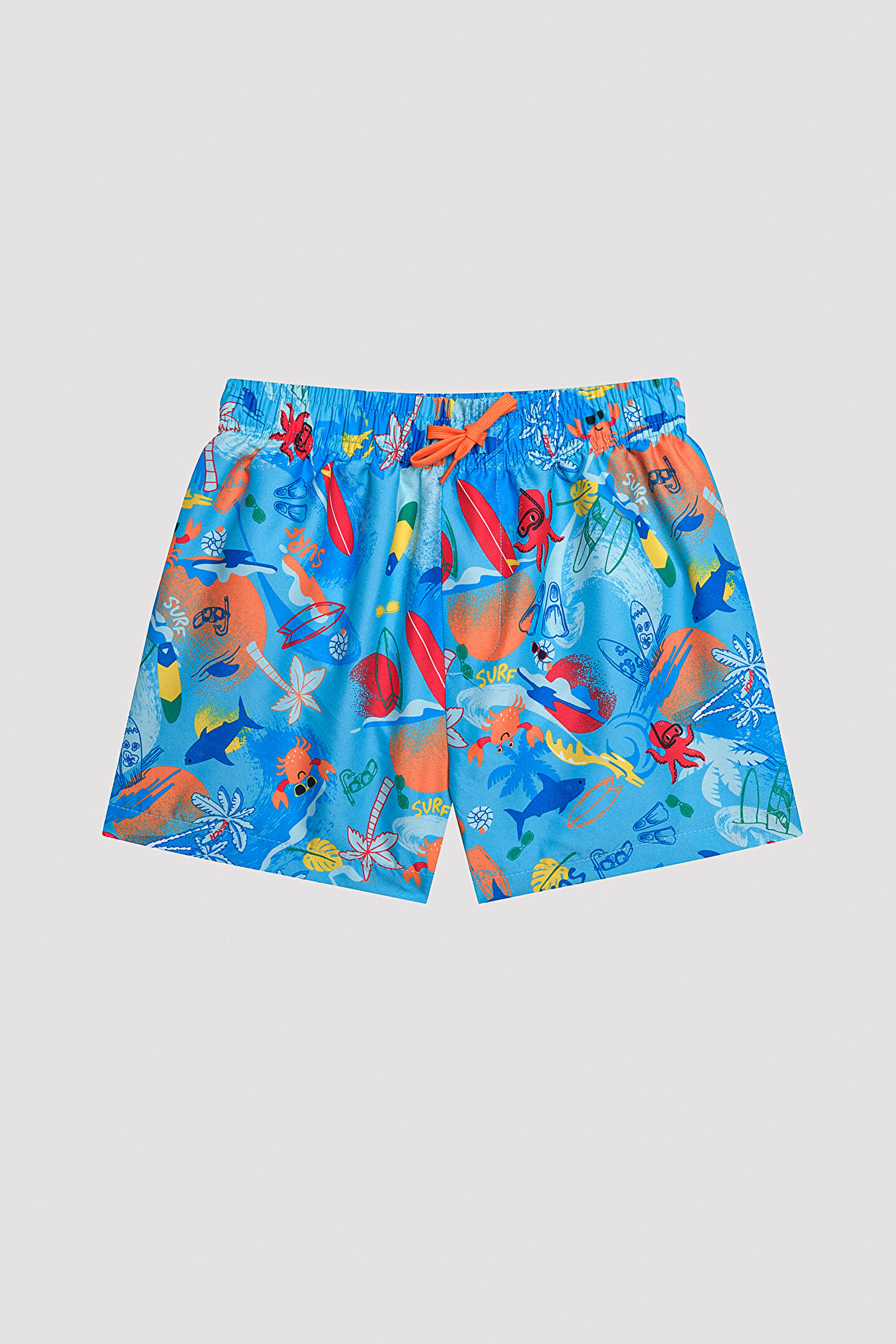 Crab Style: Kids Dark Blue Crab Print Shorts for Beach Days