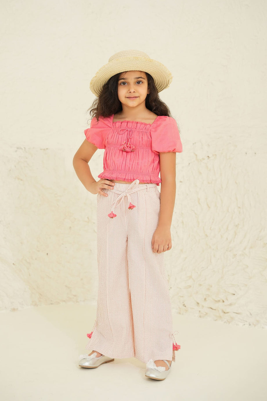 Peach Stripes for a Fun And Playful Look in Girls Cotton Tops