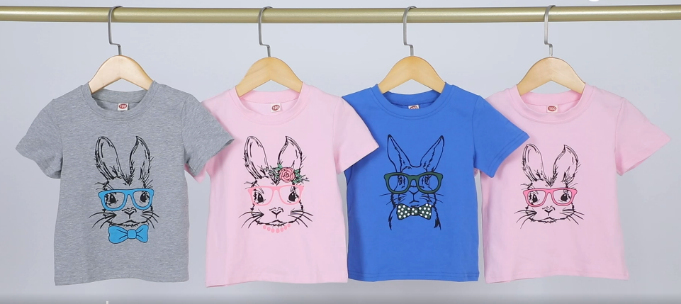 Kids Blue Rabbit Print Tops