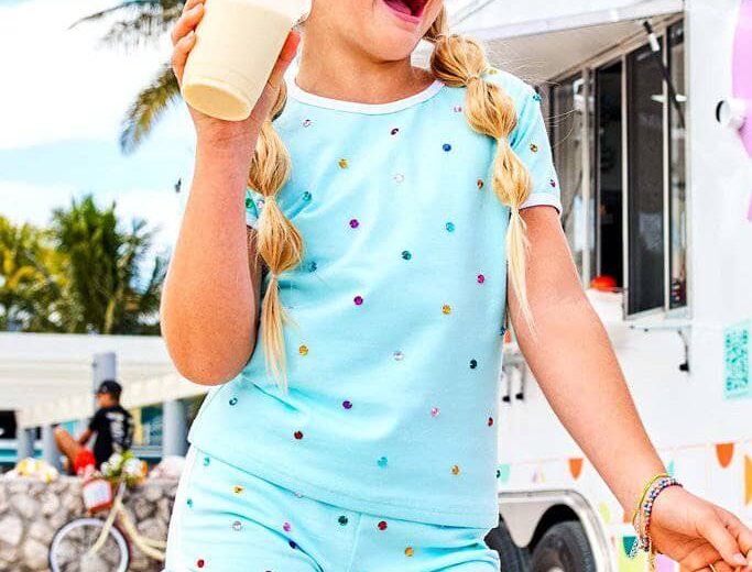 Baby Blue Rainbow Gem Short Set Preorder Ships 4/5