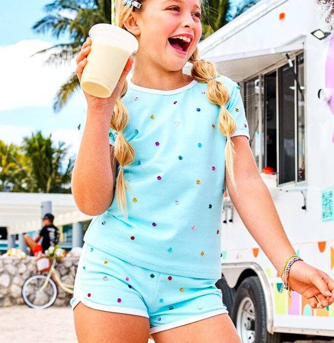 Baby Blue Rainbow Gem Short Set Preorder Ships 4/5