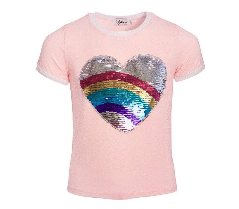 Rainbow Heart Flip Ringer T Shirt